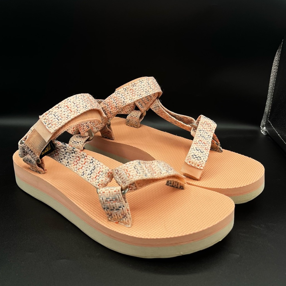 Teva Chacha Tropical Peach Midform Wedges Sandals Womens Size 9 - Picture 14 of 15